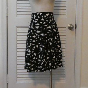 Merona black and white stretch knit skirt knee length casual comfy soft sz M